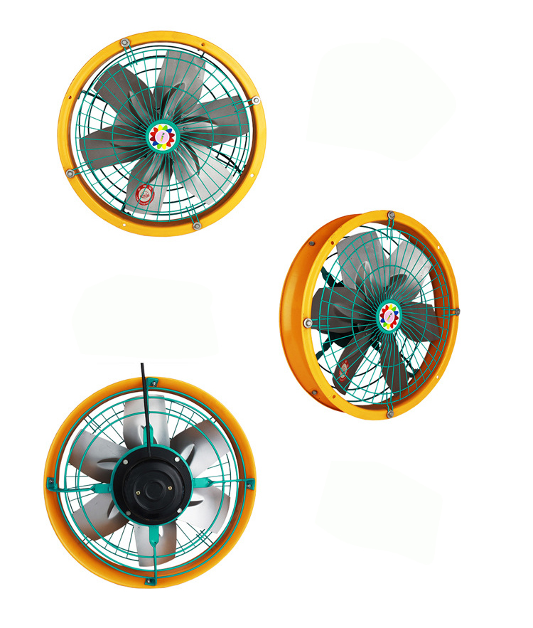 大功率軸流式排氣風扇正面、側(cè)面、背面圖