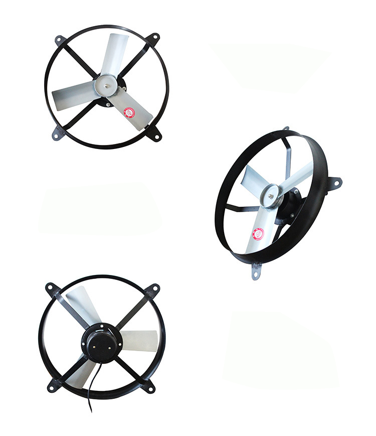 圓型鑄鐵軸流排風扇正面、側(cè)面、反面圖