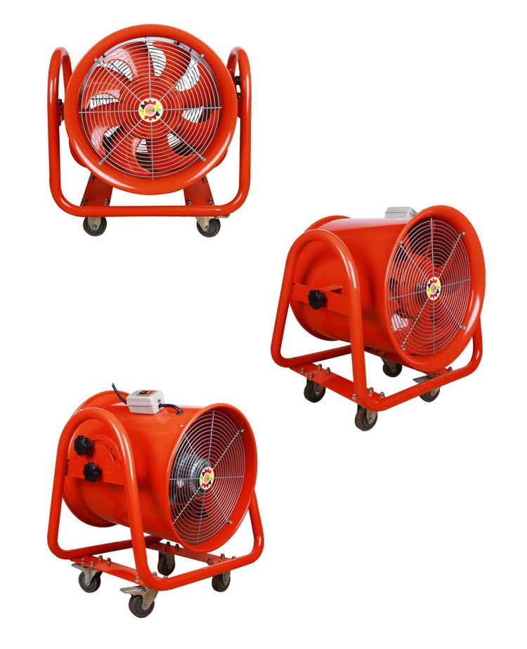 手推式軸流通風機正面、側面、反面圖