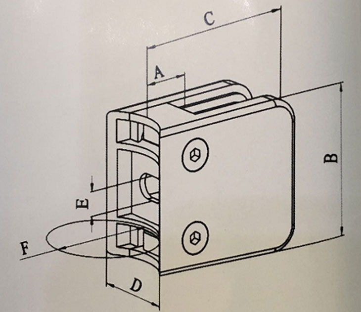  45*45 弧底 玻璃夾結構圖