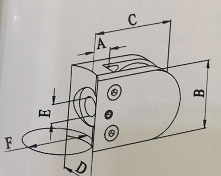 玻璃夾 R45*63弧底 結構圖