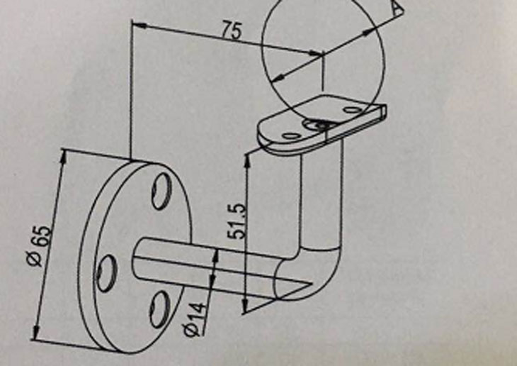180度扶手托架 結構圖